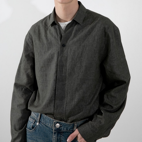 이지오(ezio) EVER 린넨 블랜드 오픈 Y넥 셔츠 ED3SC010_이미지