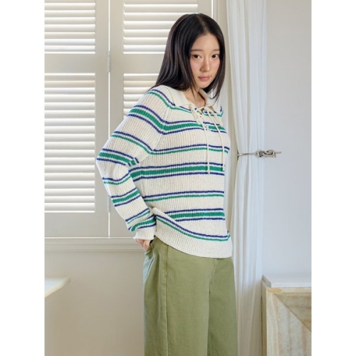 올리브데올리브 네크스트랩 스트라이프 풀오버 OK6MP319