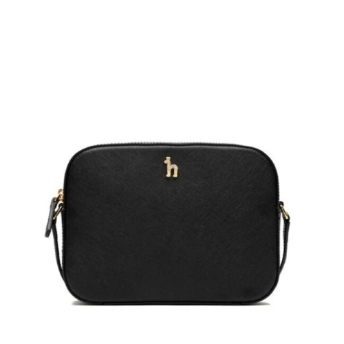헤지스 여성 블랙 큐빅 로고 가죽 카메라백_HIWA2F180BK
