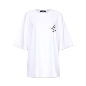 국산 여성 라운드넥 앤서 오버핏 뒷면 프린팅 반팔티 ODA-WSH-2072