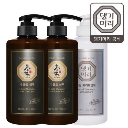 댕기머리 기골드 샴푸 500ml 2개+한방 트리트먼트 500ml 3종 세트이미지입니다. 누르면 해당 게시물로 새창이동합니다.