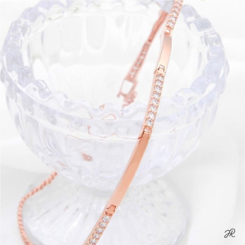 미니아트 슬림 라인 14KGP 로즈골드 큐빅 커브 뱅글 패션 팔찌 10920266