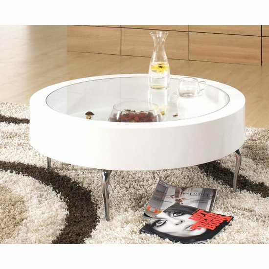즐거운가구 스마트 원형거실테이블(투명유리)