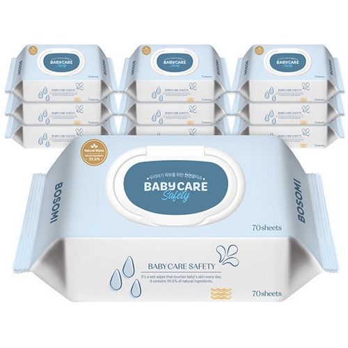 보솜이 ㅤ베이비케어 안심 물티슈 캡형 70매 (10팩)_이미지