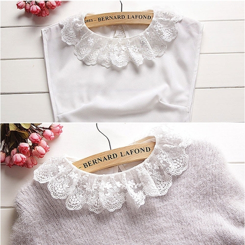 하나뿐인걸 러플 레이스/페이크카라 레이어드 넥케이프 레이스블라우스 프릴 넥프릴_이미지