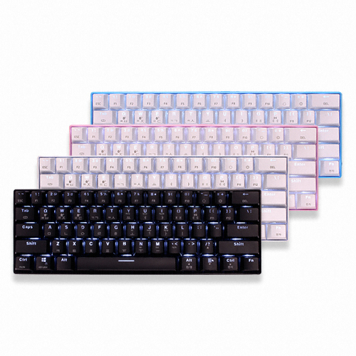 스카이디지탈 NKEYBOARD NKEY BT61 LED 블루투스 유무선 겸용 기계식 키보드 (블랙, 적축)