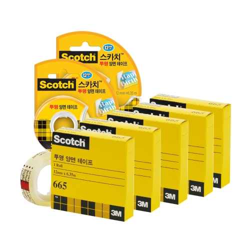 3M 스카치 투명 양면 테이프 12mm 6.35m 136 5개