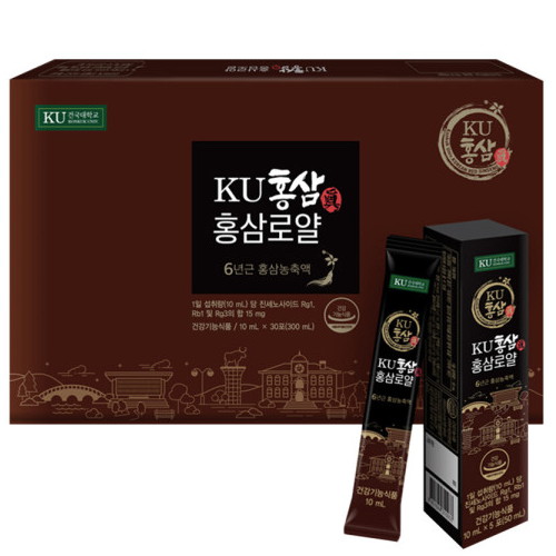 건국유업 KU홍삼진 홍삼로얄 10ml 30포 (5개)_이미지