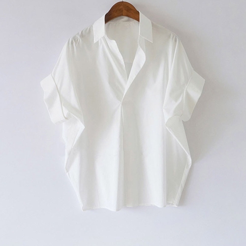 여성 오피스룩 셔츠 블라우스 화이트썸머반팔셔츠여 한범슬림직업학생면접정장작업복여상의셔츠 07 XXXL44 04 분홍색