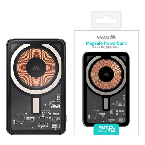 디엠케이코리아 밸류엠 투명 맥세이프 보조배터리 VM-TM5APQ15W 5000mAh_이미지