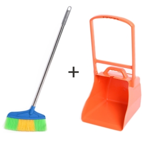 크린메이트 청소 플라스틱 빗자루 외곽 삼태기 쓰레받기 세트 물청소 베란다 실외 계단 학교_이미지