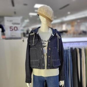 셀러허브 더스토아 DP01 줄지 후드 배색 청 남방 점퍼 T25nnx050p0_이미지