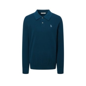 LF 헤지스 남성 터콰이즈 면 강연 마이크로 조직 카라 니트_HZSW5A232T3