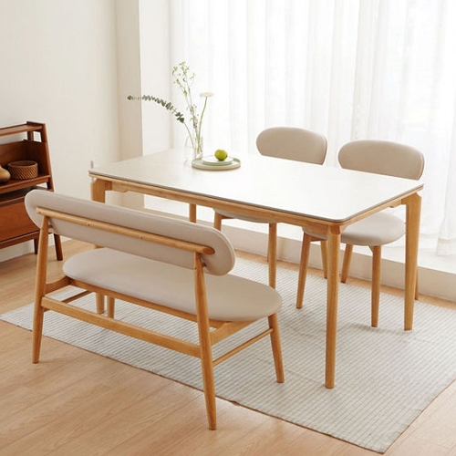 마루이 오클린 포세린 통세라믹 식탁 1400 (의자2개+벤치1개)