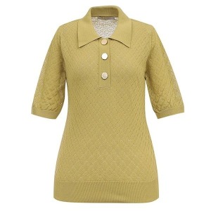 미니멈 니트 금장 버튼 티셔츠 MVBAKU6180