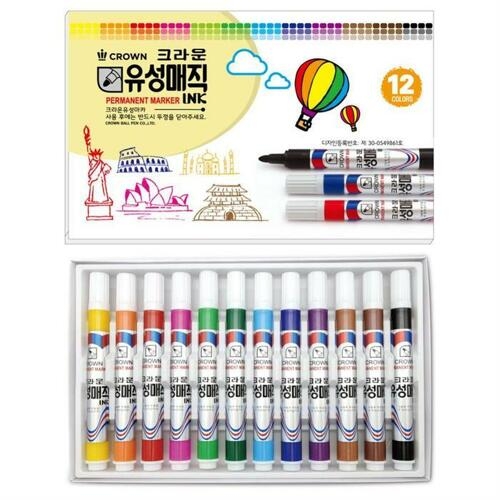 크라운 유성 매직 세트 CPM-700 (12색x2개)_이미지