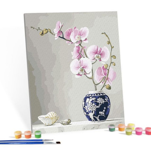 아이러브페인팅 DIY 캔버스형 명화그리기 분홍 난초 화병_이미지