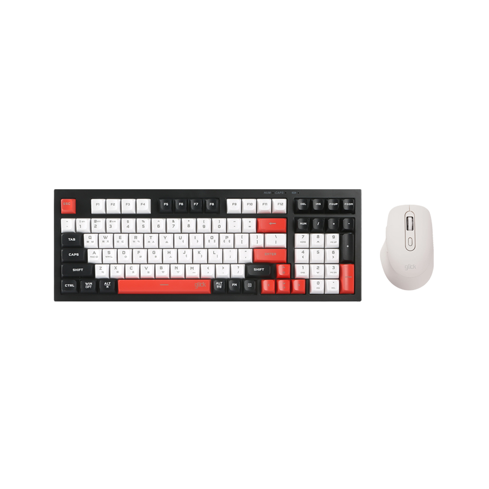 지클릭커 오피스프로 WMK529 사일런스 M 무소음 무선 키보드 마우스 세트 98키 포커 (화이트)_이미지