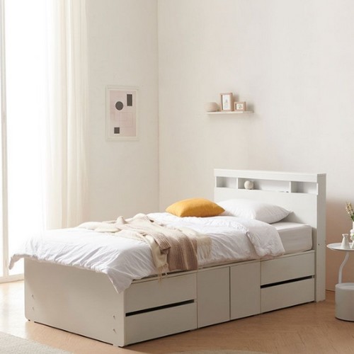 퍼닉에스엠 에리스 LED USB 도어중앙형 2단서랍 침대 SS (본넬스프링)