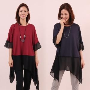  아이우먼 시스루쉬폰블라우스 WW6033M106 빅사이즈_