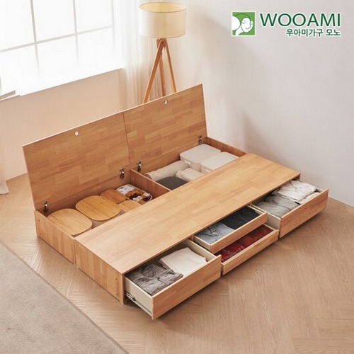 우아미가구 모노 몬드 원목 수납침대 SS (매트별도)_이미지