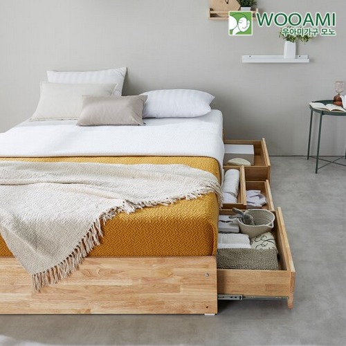 우아미가구 모노 몬드 원목 수납침대 SS (매트별도)_이미지