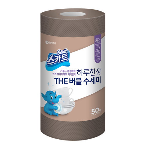 유한킴벌리 스카트 ㅤ하루한장 THE 버블 수세미 브라운 50매 (1개)_이미지
