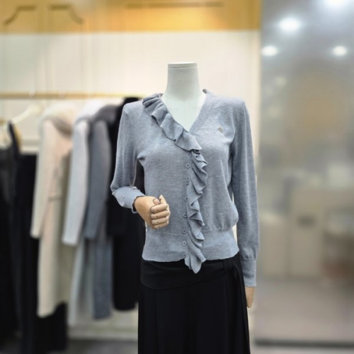 에고이스트 언발 러플 니트 가디건 ES1BX002GE_CA