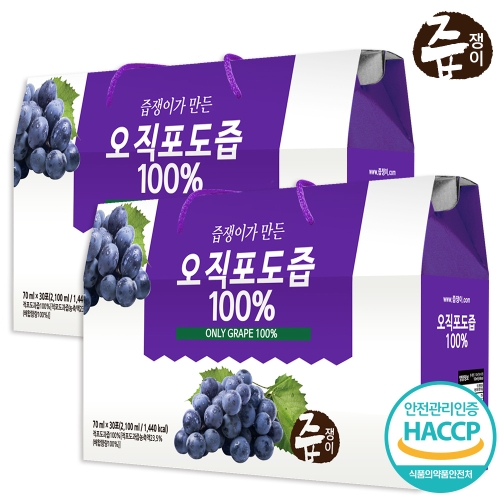 케이에프한국자연농산 즙쟁이 오직포도즙 100% 70ml 30포 (2개)_이미지