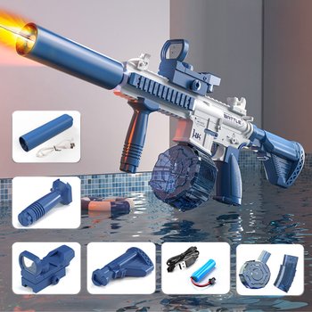 M416 불꽃 투명 LED 라이트 전동 연발 물총 글록 권총 고압 강력 워터건 샷건 페스티벌 물놀이밤
