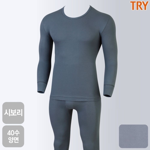트라이 남자 남성 내복 내의 젠틀 양면 남상하세트 40수 양면