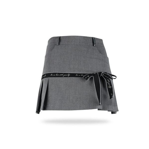 럭스골프  그린퀸 레터링 리본 주름 큐롯 스커트 GQ3A130W