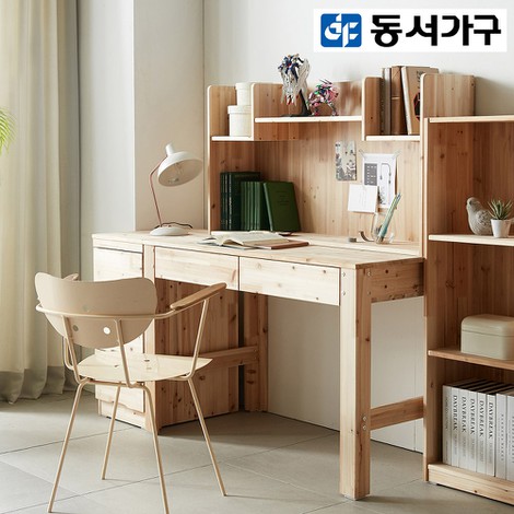 동서가구 삼나무 원목 편수 책상+서랍장 세트 (1140x600)_이미지