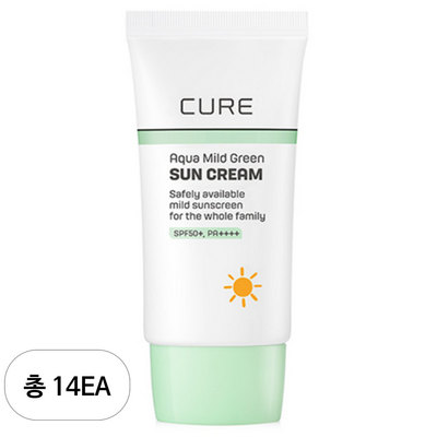 김정문알로에 큐어 아쿠아 마일드 그린 선크림 40ml (14개)_이미지