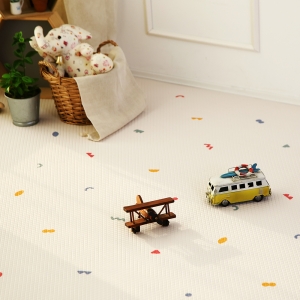 충무몰 큐티크레용 양면쿠션 놀이방매트 아이보리 + 그레이 + 베이지 L 200 x 140 cm