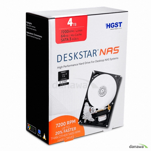 HGST Deskstar NAS ��Ű�� 7200/64M HDN724040ALE640