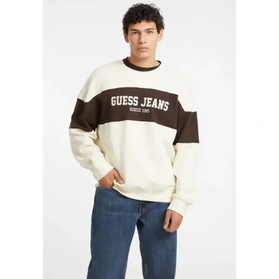 Jeans 진 GJ CN OS 수평선 줄무늬 스웨트셔츠 크림 7652182