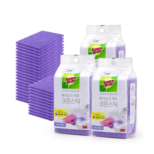 3M 스카치브라이트 베이킹소다 톡톡 크린스틱 시트타입 10매 (3개)