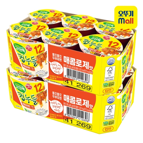 오뚜기 고단백 컵누들 매콤로제맛 48g (12개)