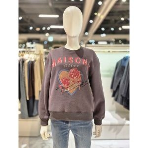  올리브데올리브 프린팅 기모 맨투맨 티셔츠 OE5WEB21