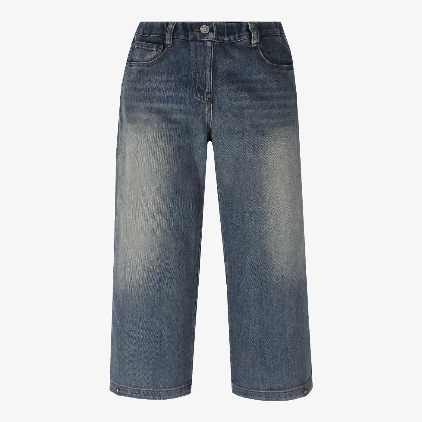 가을철 스쿨룩 추천템넉넉하고 여유로운 와이드핏 아동 주니어 공용 스냅 밑단 조절 와이드핏 청바지 IKTJ25WW9 블루 160