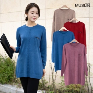  모슬린 엄마옷 울 니트 롱 티셔츠 ETS109191 마담 미시옷 상품이미지