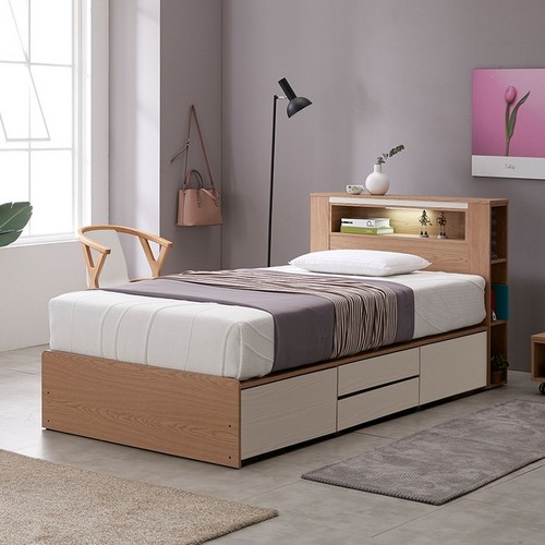 퍼니하우스 마린 4단 서랍 수납형 LED침대 SS (본넬스프링)