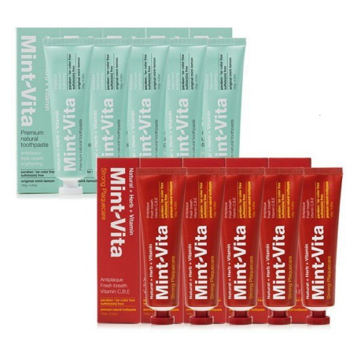 금호덴탈제약 ㅤ민트비타 오리지널 케어 치약 120g x 5개+ 스트롱 플라그케어 치약 120g x 5개 (1세트)_이미지