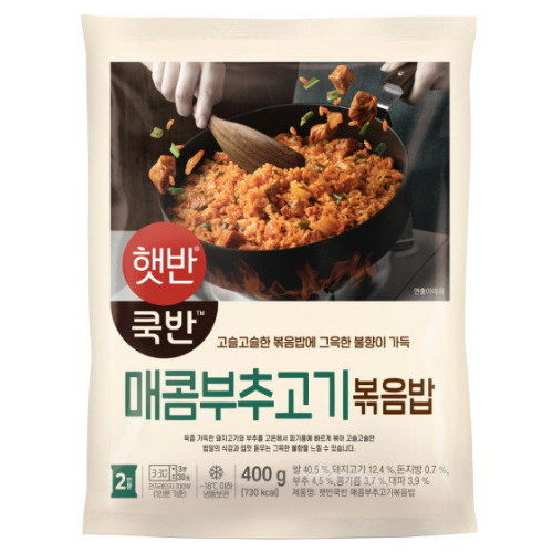 CJ제일제당 햇반 쿡반 매콤 부추 고기 볶음밥 2인분 400g (4개)