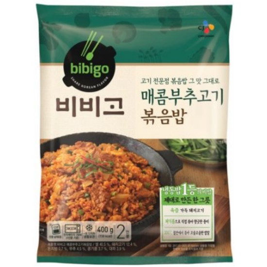 CJ제일제당 햇반 쿡반 매콤 부추 고기 볶음밥 2인분 400g (4개)_이미지