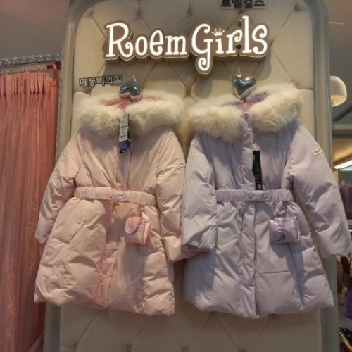 로엠걸즈 겨울신상 허리 벨트 롱다운 RGJD25T2C 퍼플 140