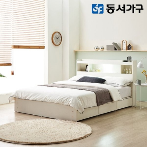 동서가구 펜타 1단 3서랍 LED침대 SS (편백황토숯9존독립)_이미지
