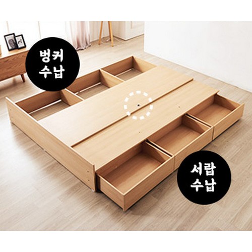 동서가구 펜타 1단 3서랍 LED침대 SS (편백황토숯9존독립)_이미지