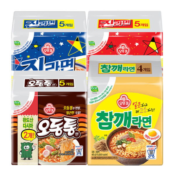 오뚜기  진라면 순한맛5개 + 매운맛5개 + 오동통면5개 + 참깨라면4개